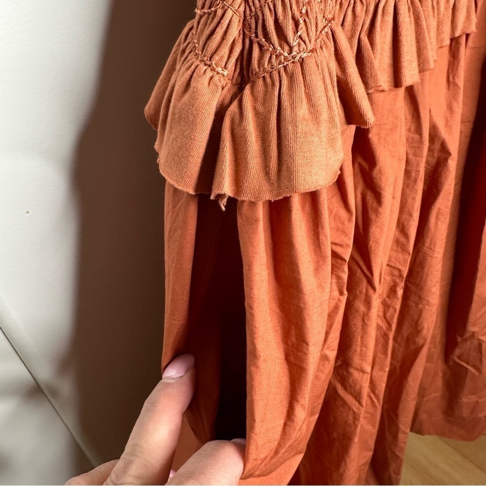 NWT ULLA JOHNSON Madeline Ruffled Smocked Midi Dress Size 6 - Picture 9 of 14
